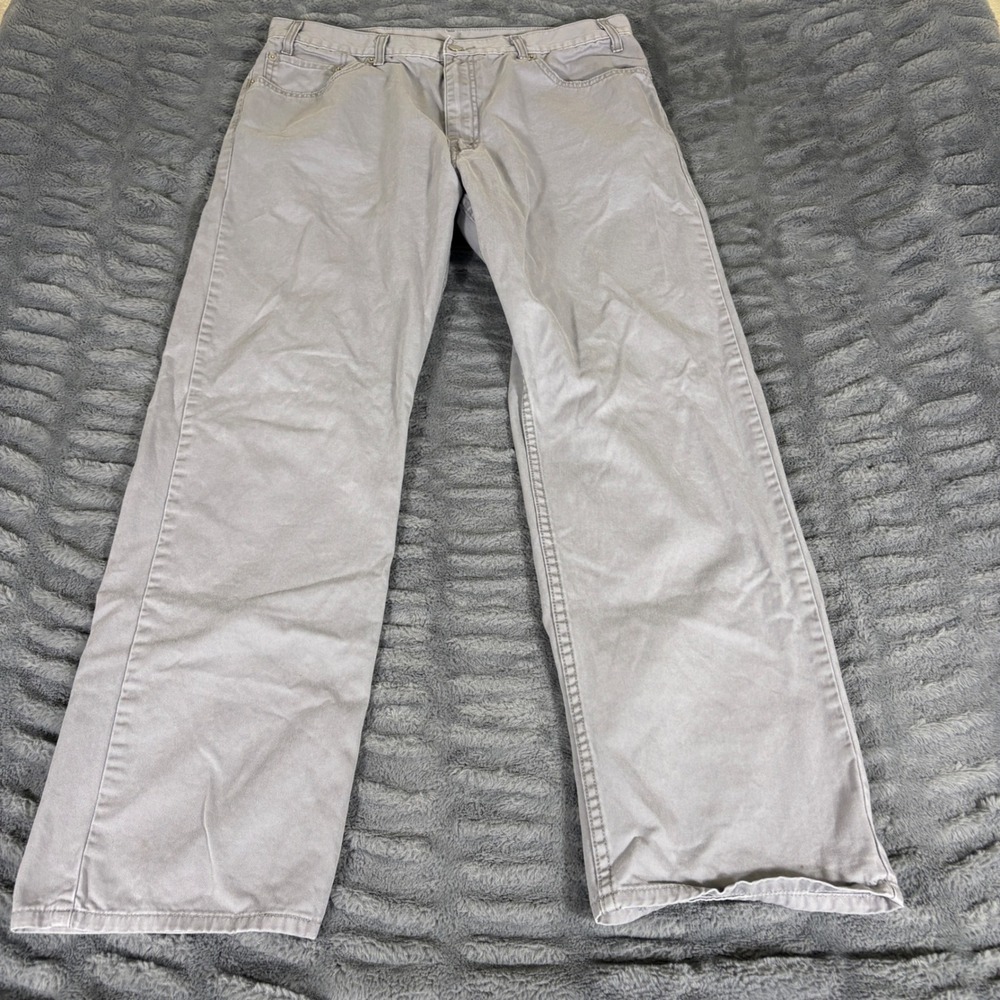 Levis 505 Regular Fit Straight Leg Gray Cotton Pants Mens 38x32 AQ426